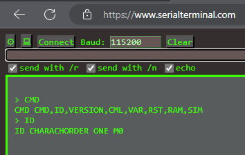 Running some simple commands on serialterminal.com